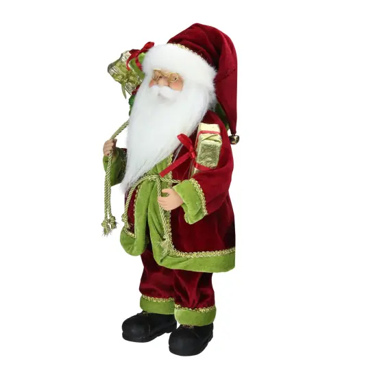 Northlight Grand Imperial Santa Claus with Gift Bag Christmas Figure - 16" - Red and Green {3}