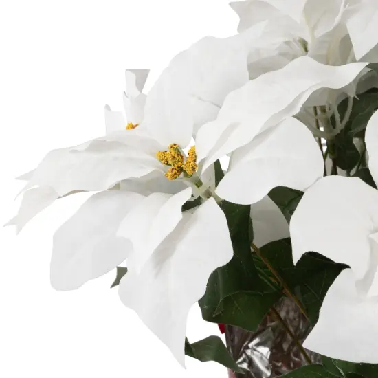 Northlight Artificial Christmas Poinsettia Flowers with Wrapped Base - 22" - White {7}
