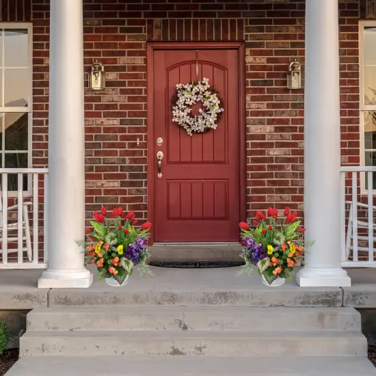 Northlight Real Touch&trade; Red Artificial Tulip Floral Bundles, Set of 6 - 18" {3}