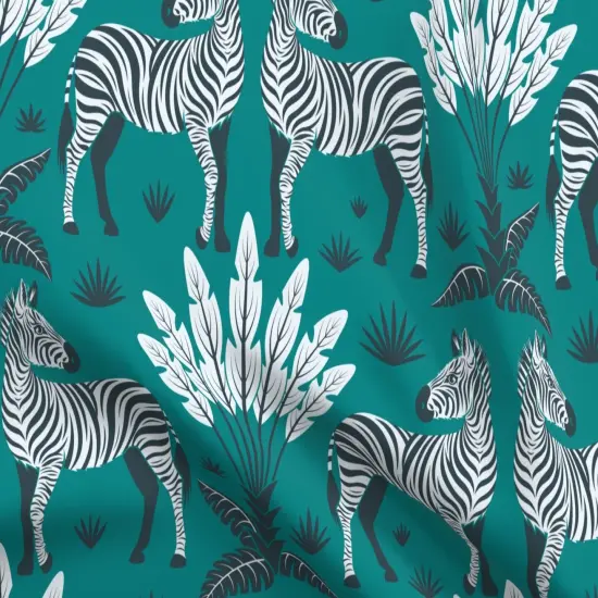 Various Fabrics by the Yard or Fat Quarter Teal Nature Animal Zebra Africa Wildlife Savanna Large Scale Safari Feathers Damask Grassland Custom Printed Fabric by Spoonflower {5}