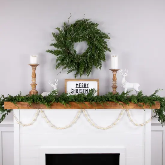 Northlight 6' Cream Wooden Beads Christmas Garland, Unlit Ivory {4}