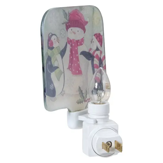 Northlight Snowman and Penguins Glass Christmas Night Light - 4" Multi {5}