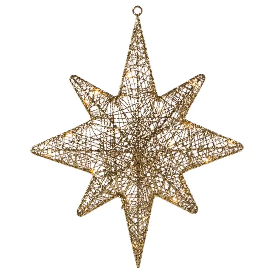 Northlight LED Lighted Hanging Bethlehem Star Outdoor Christmas Decoration - 22" - Warm White Gold {4}