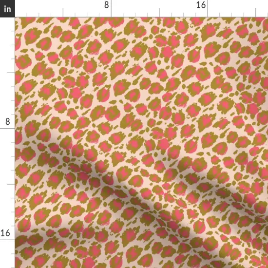 Various Fabrics by the Yard or Fat Quarter Bright Leopard Pink Peach Jungle Cat Spots Boho Custom Printed Fabric by Spoonflower {2}