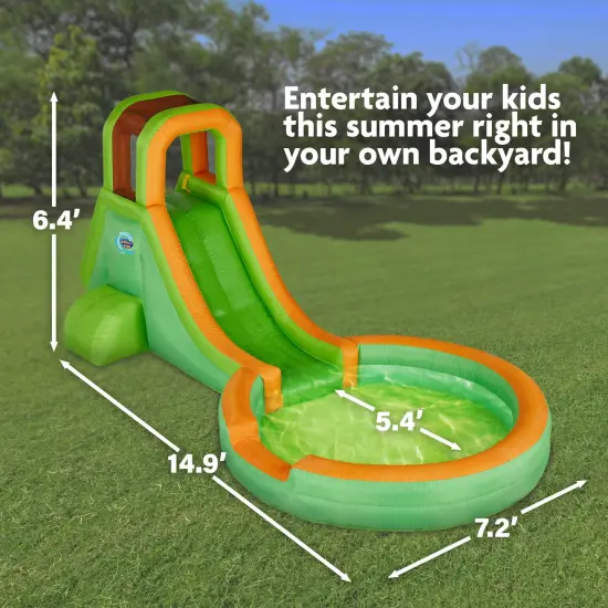 Sunny & Fun Inflatable Water Slide & Water Slides for Kids Backyard with Air Pump & Carrying Case Green {2}
