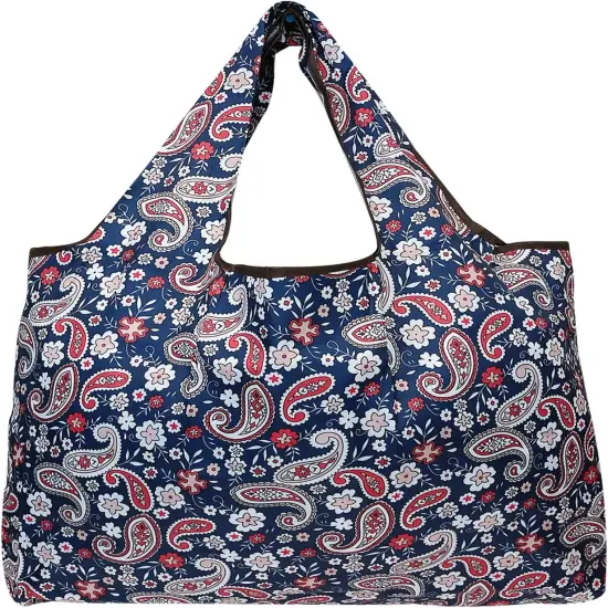 Wrapables Large Foldable Tote Nylon Reusable Grocery Bag, 3 Pack Colorful Motif {2}