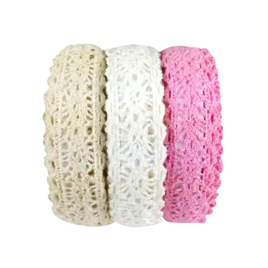 Wrapables Decorative Lace Tape (Set of 3) Beige, White, Pink {1}