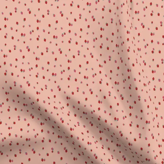 Various Fabrics by the Yard or Fat Quarter Ditsy Berries Pink Red Strawberry Fruit Small Scale Kitchen Custom Printed Fabric by Spoonflower {5}