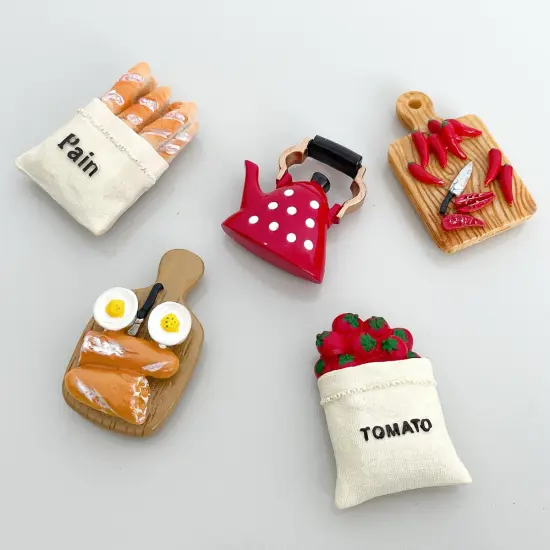 Wrapables 3D Resin Fridge Magnets, Food Simulation, Succulents, Famous Faces Refrigerator Magnets for Kitchen (Set of 5) Dinner {8}