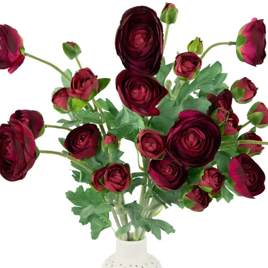Northlight Real Touch&trade; Red Ranunculus Artificial Floral Sprays, Set of 6 - 21" {7}