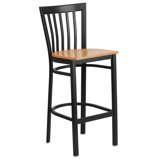 Emma and Oliver School House Back Metal Restaurant Dining Barstool Cherry/BlackMetal {6}