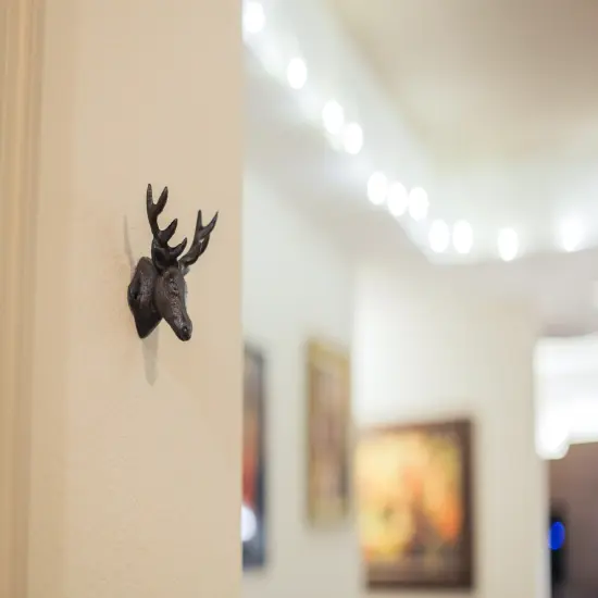 Set of 3 Rustic Brown Deer Head Decorative Wall Hooks Lodge Decor {5}