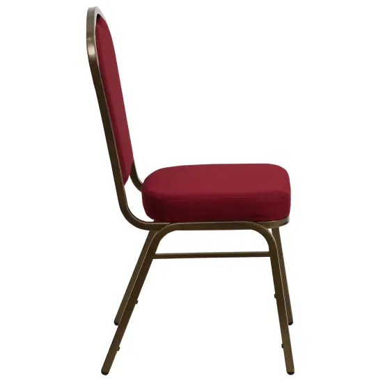 Emma and Oliver Crown Back Stacking Banquet Dining Chair BurgundyFab/GoldVein {5}