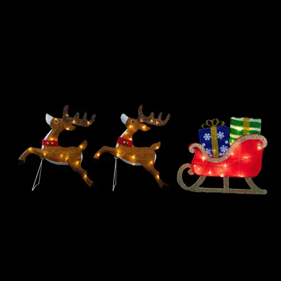 Northlight 59" Lighted Reindeer with Sleigh Christmas Decoration Brown {4}