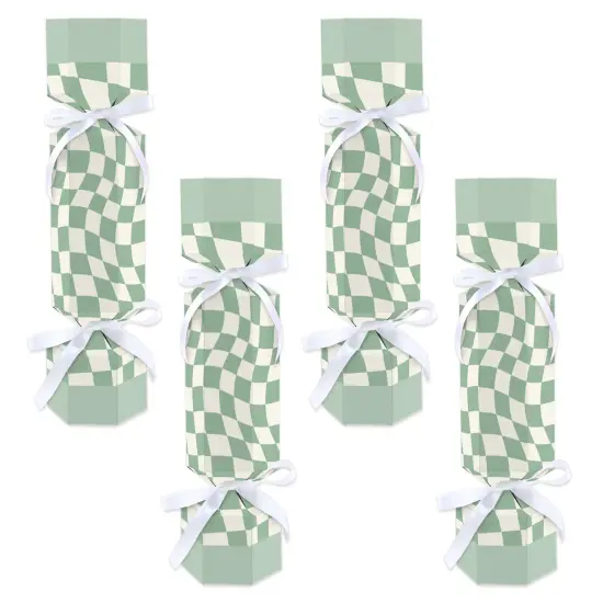 Big Dot of Happiness Sage Green Checkered Party - No Snap Party Table Favors - DIY Cracker Boxes - Set of 12 {1}