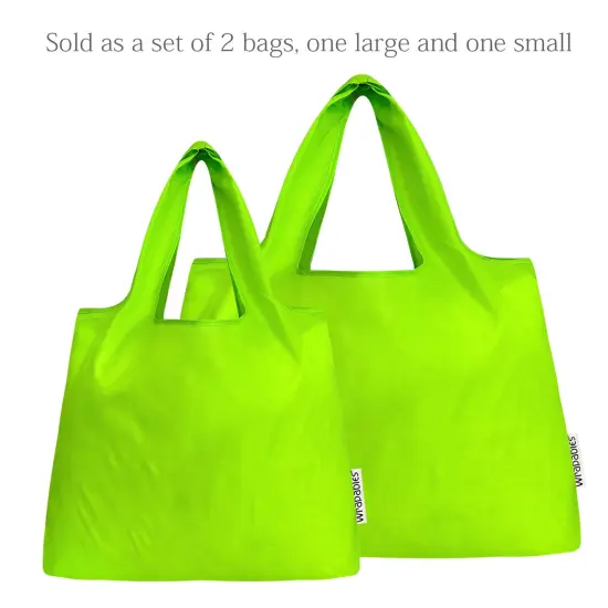 Wrapables Large & Small Foldable Tote Nylon Reusable Grocery Bags, Set of 2 Set of 2, Blue {9}