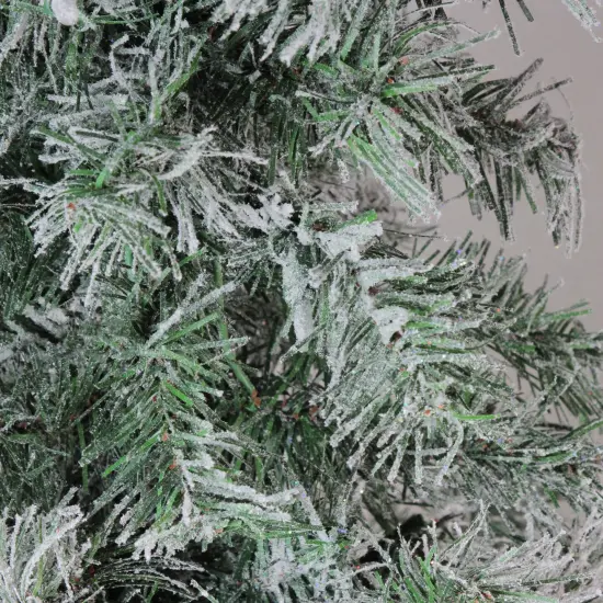 Northlight 6' Slim Flocked and Glittered Woodland Alpine Artificial Christmas Tree – Unlit Green {3}