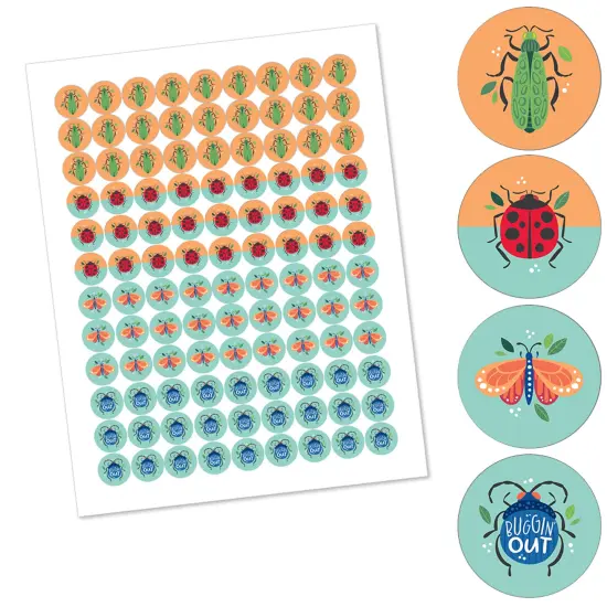 Big Dot of Happiness Buggin' Out - Bugs Birthday Party Round Candy Sticker Favors - Labels Fits Chocolate Candy (1 sheet of 108) {3}
