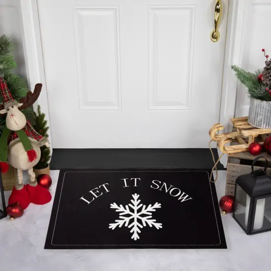 Northlight Let It Snow Christmas Doormat 29" x 17" Black {3}