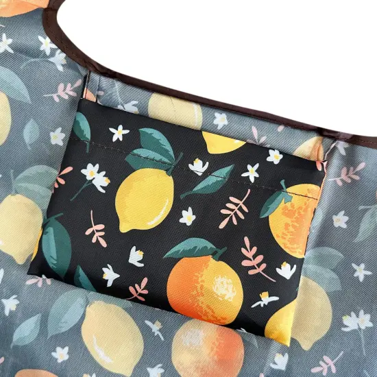 Wrapables Large & Small Foldable Tote Nylon Reusable Grocery Bags, Set of 2 Oranges & Lemons {4}