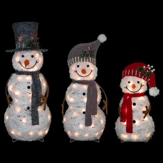 Northlight Lighted Snowman Family Outdoor Christmas Decoration - 39.5" - Warm White - Set of 3 {4}