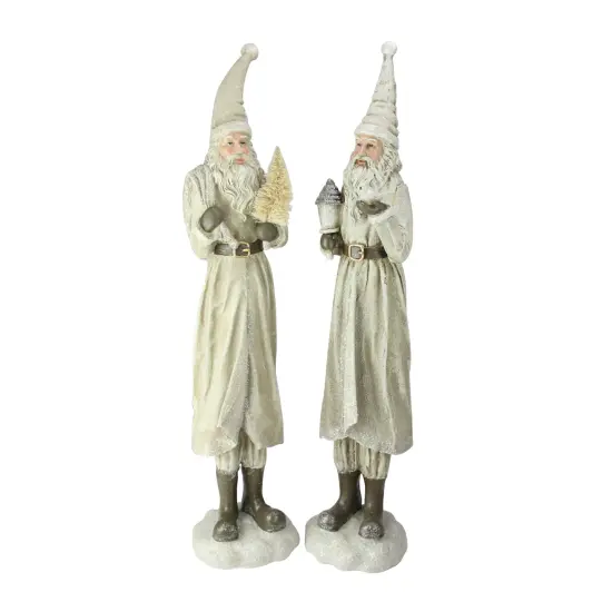 Melrose Set of 2 Beige Old World Santa Claus Christmas Tabletop Figures 25" {1}