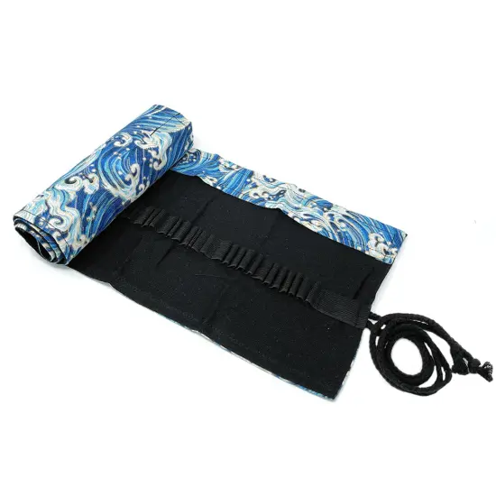 Wrapables Pencil Roll Organizer, Colored Pencil Wrap Pouch (72 slots) Blue Waves {2}