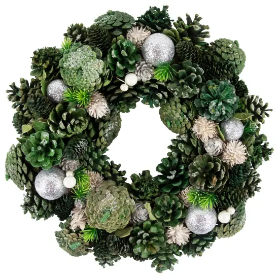 Northlight Green Pinecone and Foliage Artificial Christmas Wreath, 14-Inch, Unlit {1}