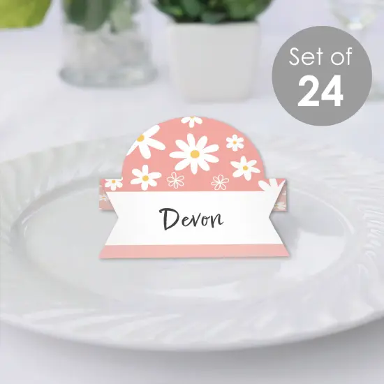 Big Dot of Happiness Pink Daisy Flowers - Floral Party Tent Buffet Card - Table Setting Name Place Cards - Set of 24 {3}