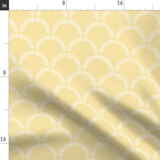 Various Fabrics by the Yard or Fat Quarter Pale Yellow Scallop Traditional Leafy Pastel Scales Grandmillenial Custom Printed Fabric by Spoonflower {2}