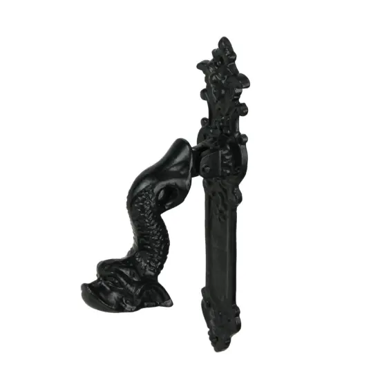 Rustic Black Enamel Cast Iron Roman Dolphin Decorative Door Knocker {3}
