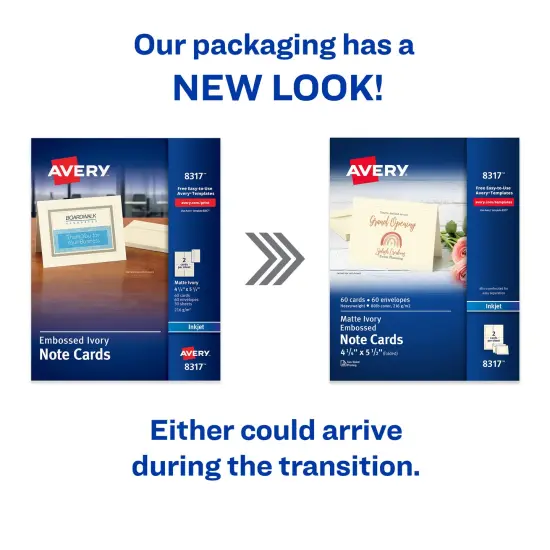 Avery Printable Note Cards with Envelopes, 4.25" x 5.5", Ivory with Embossed Border, 60 Blank Note Cards for Inkjet Printers (8317) {2}