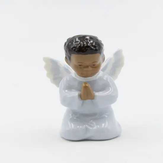 Ceramic African American Praying Angel Boy Figurine, Home D&eacute;cor, Religious D&eacute;cor, Religious Gift, Church D&eacute;cor, Baptism Gift {2}