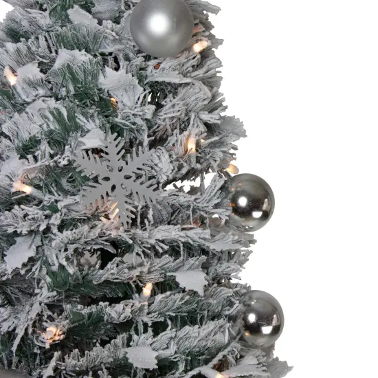 Northlight 6' Pre-Lit Flocked Pre-Decorated Pop-Up Artificial Christmas Tree Silver {3}