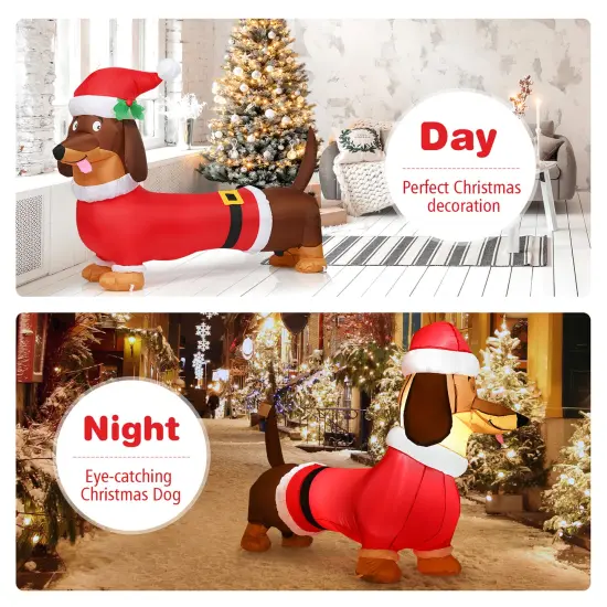 Costway 5 FT Inflatable Christmas Dog w/ LED Lights Blow Up Outdoor Yard Lawn Decoration {2}