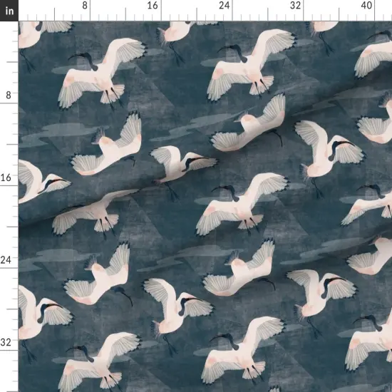 Various Fabrics by the Yard or Fat Quarter Australian Ibis Weathered Look Denim Blue Distressed Wildlife Custom Printed Fabric by Spoonflower {1}