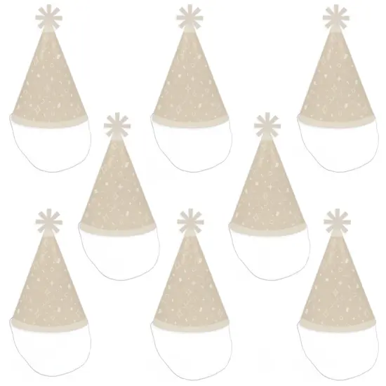 Big Dot of Happiness Tan Confetti Stars - Cone Happy Birthday Party Hats for Kids and Adults - Set of 8 (Standard Size) {7}