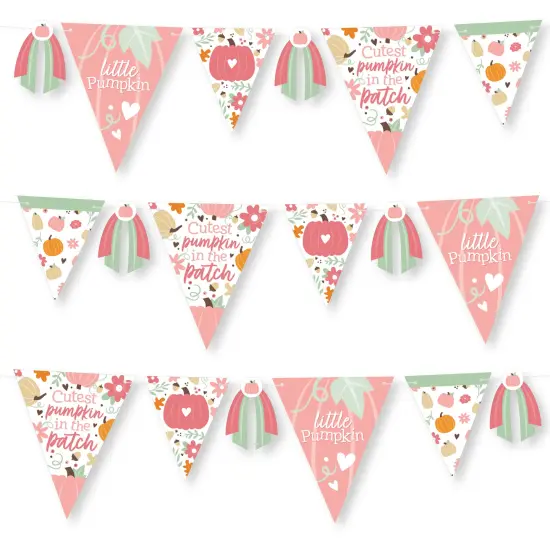 Big Dot of Happiness Girl Little Pumpkin - DIY Fall Birthday Party or Baby Shower Pennant Garland Decoration - Triangle Banner - 30 Pieces {1}