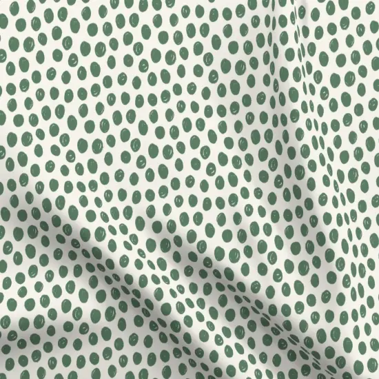 Various Fabrics by the Yard or Fat Quarter Green Circles Polka Dot White Painted Dots Random Artistic Small Scale Custom Printed Fabric by Spoonflower {5}