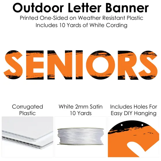 Big Dot of Happiness Orange Senior Night - High School Sports and Graduation Party Decorations - Seniors - Outdoor Letter Banner {6}