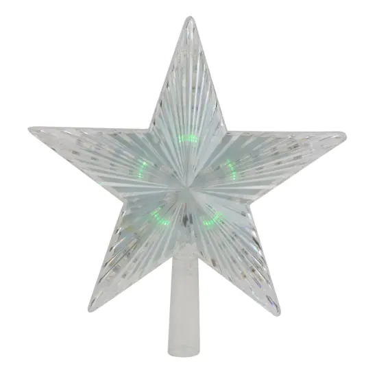 Northlight Lighted Flashing Crystal Star Christmas Tree Topper - 9" - Multicolor LED Lights Clear {1}