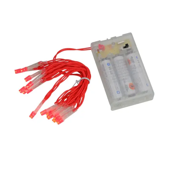 Brite Star LED Mini Christmas Light Set - Red Lights - 4.8 ft Solid Red Wire - 15ct {3}