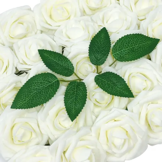 Wrapables Artificial Rose Flower, Real Touch Flowers for DIY Wedding Bouquets and Centerpieces Ivory {2}
