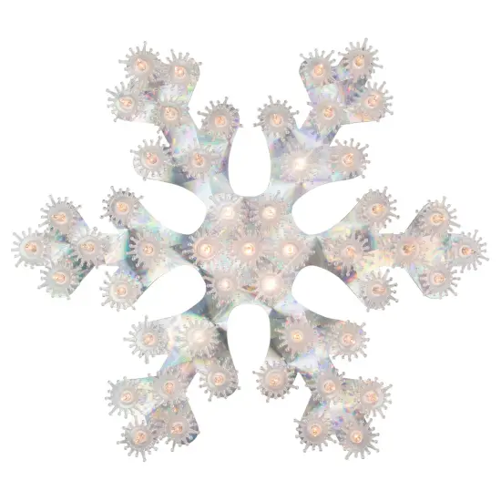 Northlight Lighted Holographic Snowflake Christmas Window Decoration - 12" - Clear Lights Silver {1}