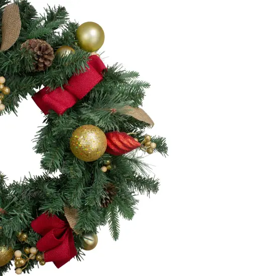 Northlight 24" Pre-Decorated Red and Gold Ornaments Artificial Christmas Wreath - Unlit {3}