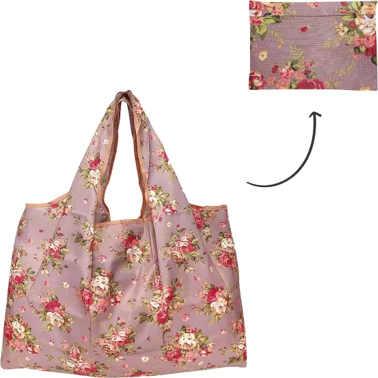 Wrapables Large Foldable Tote Nylon Reusable Grocery Bags, 6 Pack Dogs & Plants {11}