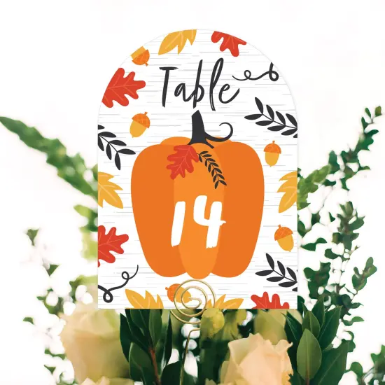 Big Dot of Happiness Fall Pumpkin - Halloween or Thanksgiving Party Double-Sided 5 x 7 inches Cards - Table Numbers - 1-20 {6}