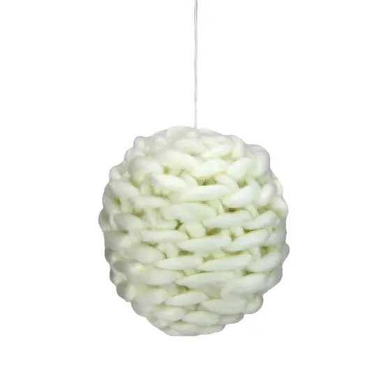 Allstate Cream White Knit Hanging Shatterproof Christmas Ball Ornament 7" (175mm) {1}