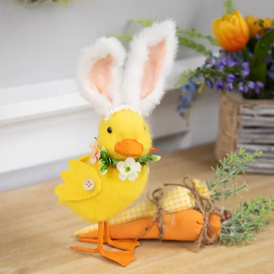 Northlight Duckling with Rabbit Ears Easter Figurine - 10" - Yellow {3}