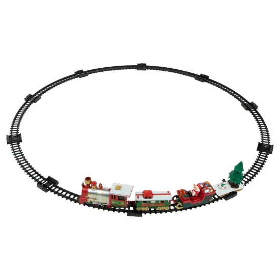 Northlight 31pc Battery Operated Lighted and Animated Christmas Tree Train Set with Sound Silver {1}